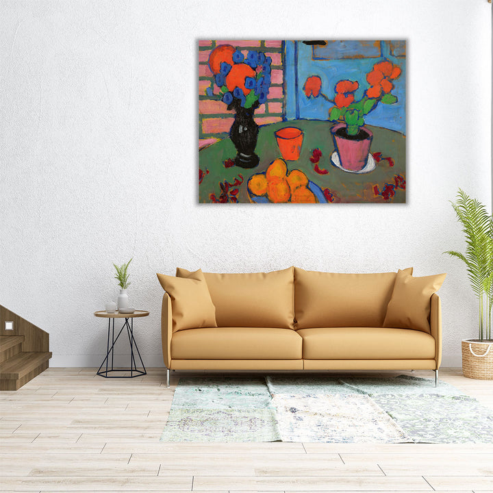 Still Life with Flowers And Oranges - Canvas Print Wall Art