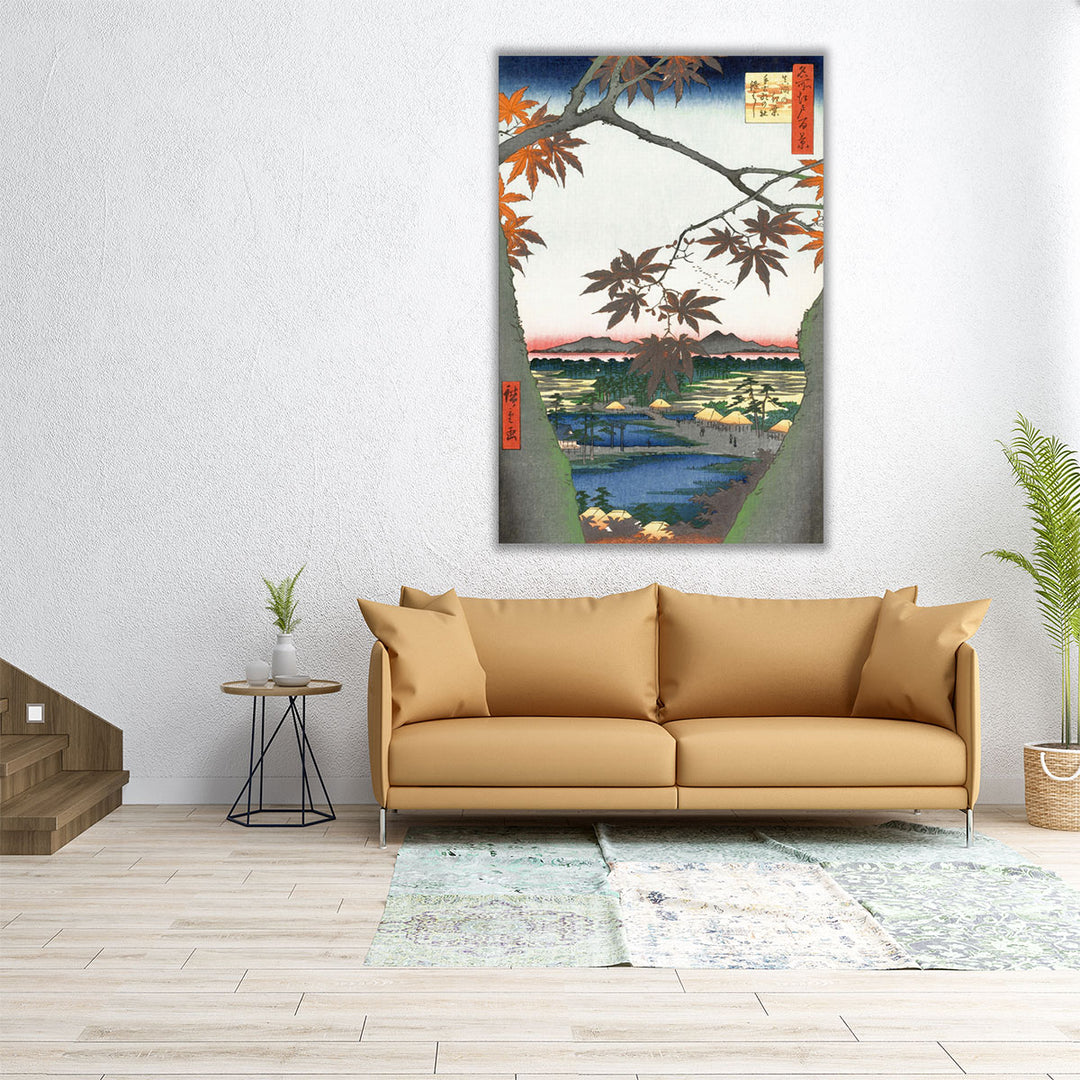 Maple Leaves, the Tekona Shrine and the Bridge Print - Canvas Print Wall Art