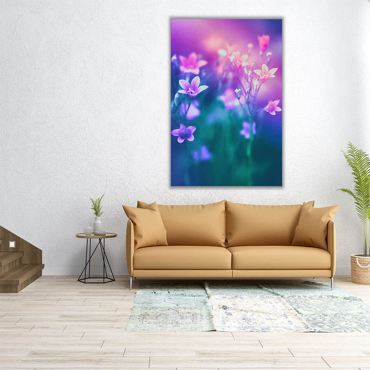 Beautiful Bell Flowers in Nature During Sunset- Canvas Print Wall Art