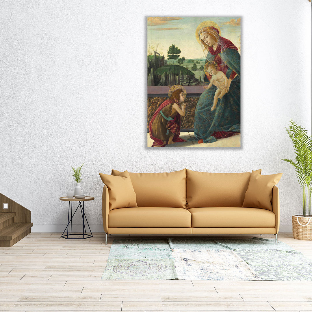 Madonna and Child with Young Saint John the Baptist- Canvas Print Wall Art