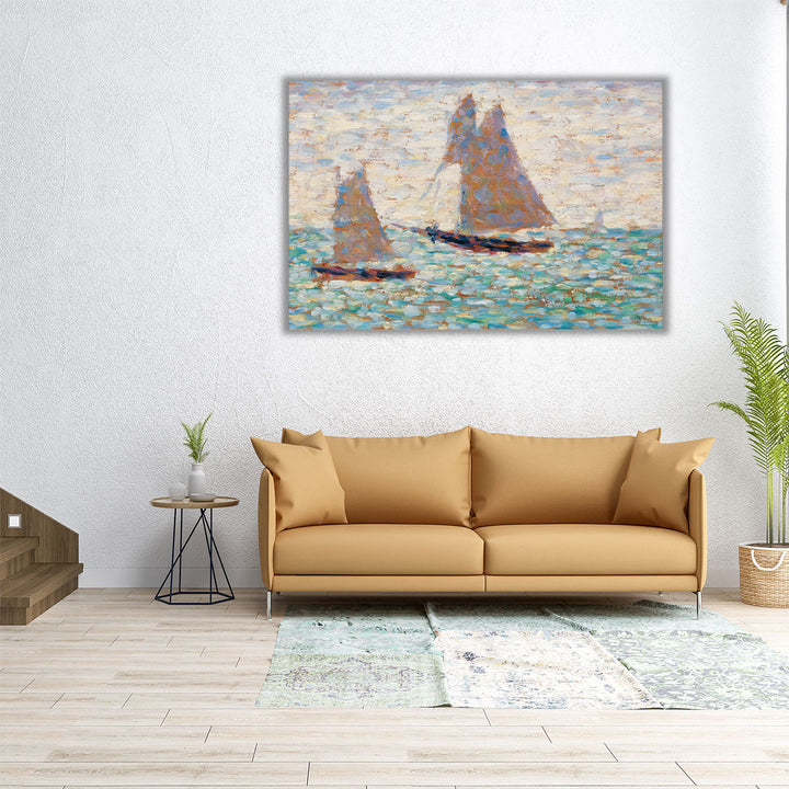 Two Sailboats at Grandcamp - Canvas Print Wall Art