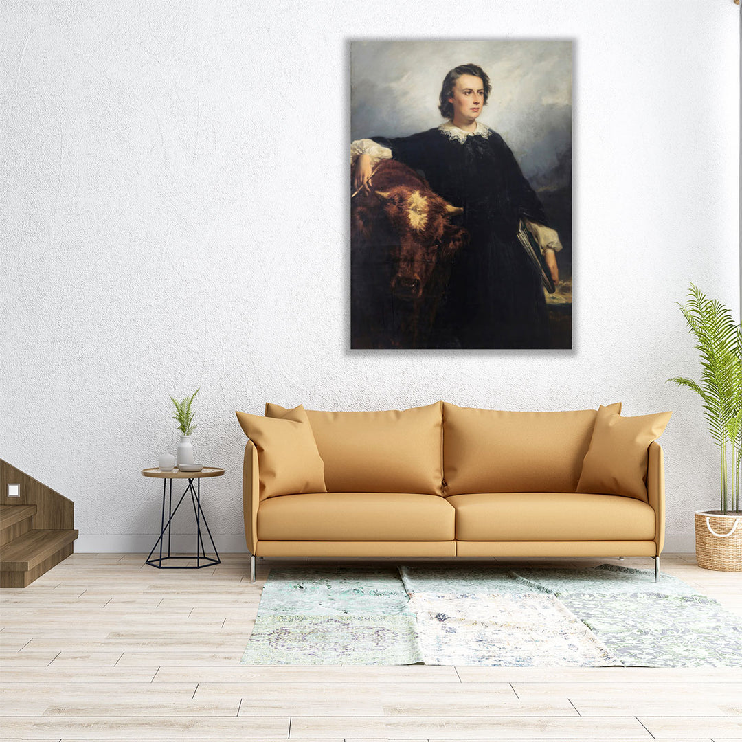 Portrait Of Rosa Bonheur with a Bull, 1857 - Canvas Print Wall Art
