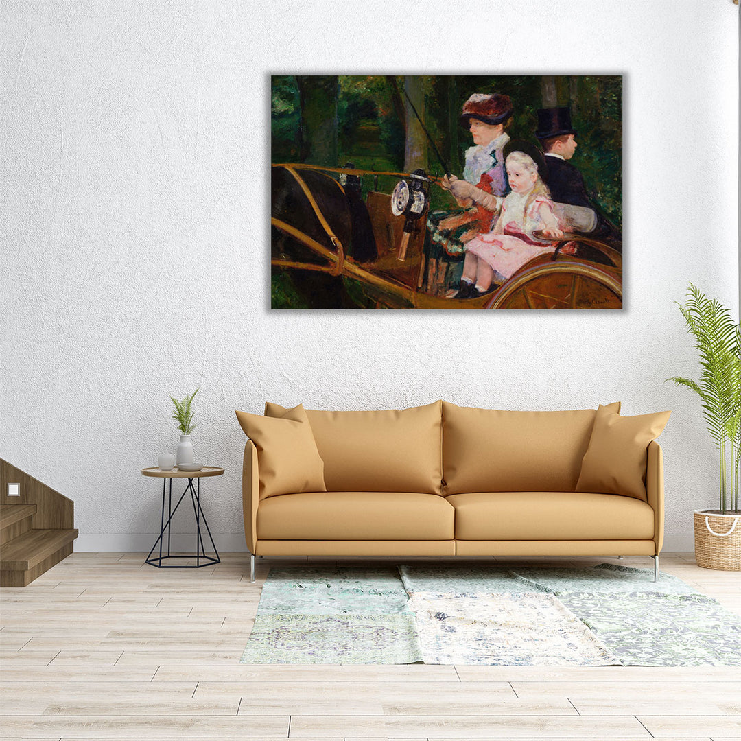 A Woman and a Girl Driving - Canvas Print Wall Art