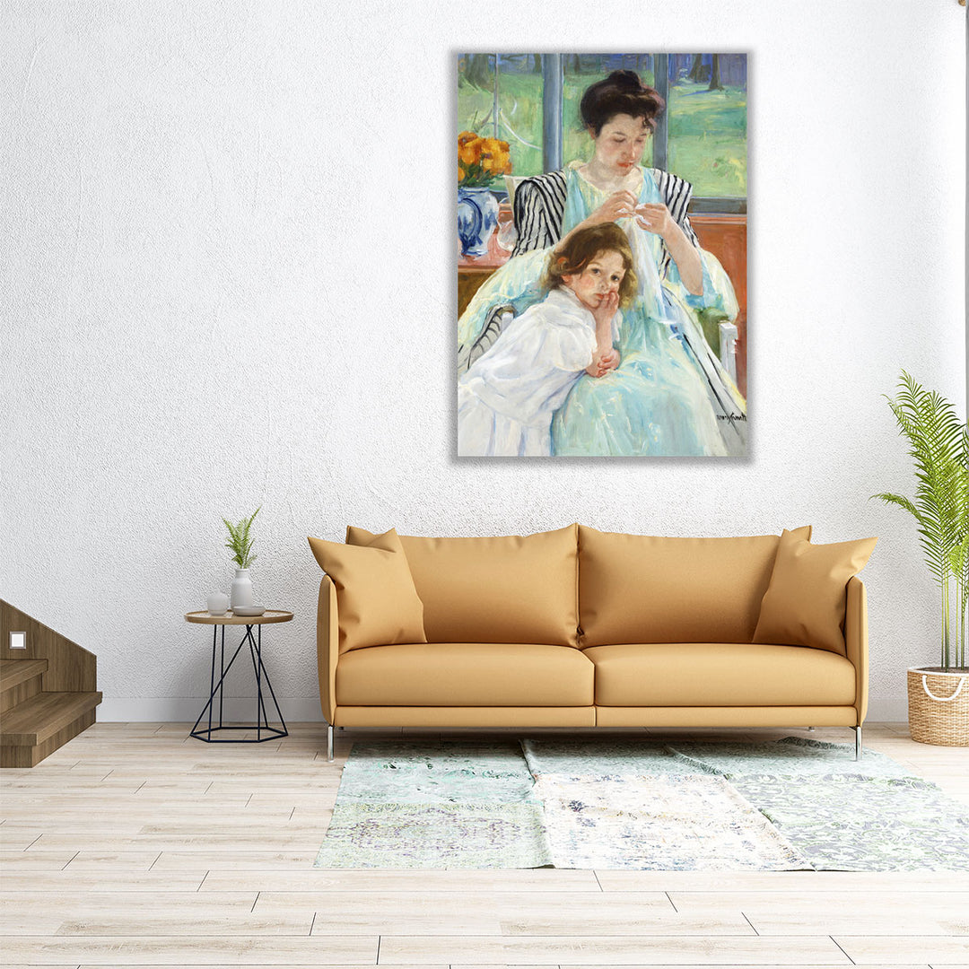 Young Mother Sewing, 1900 - Canvas Print Wall Art