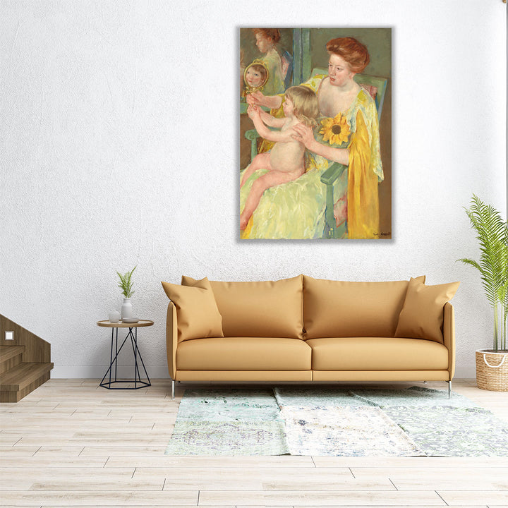 Woman with a Sunflower - Canvas Print Wall Art