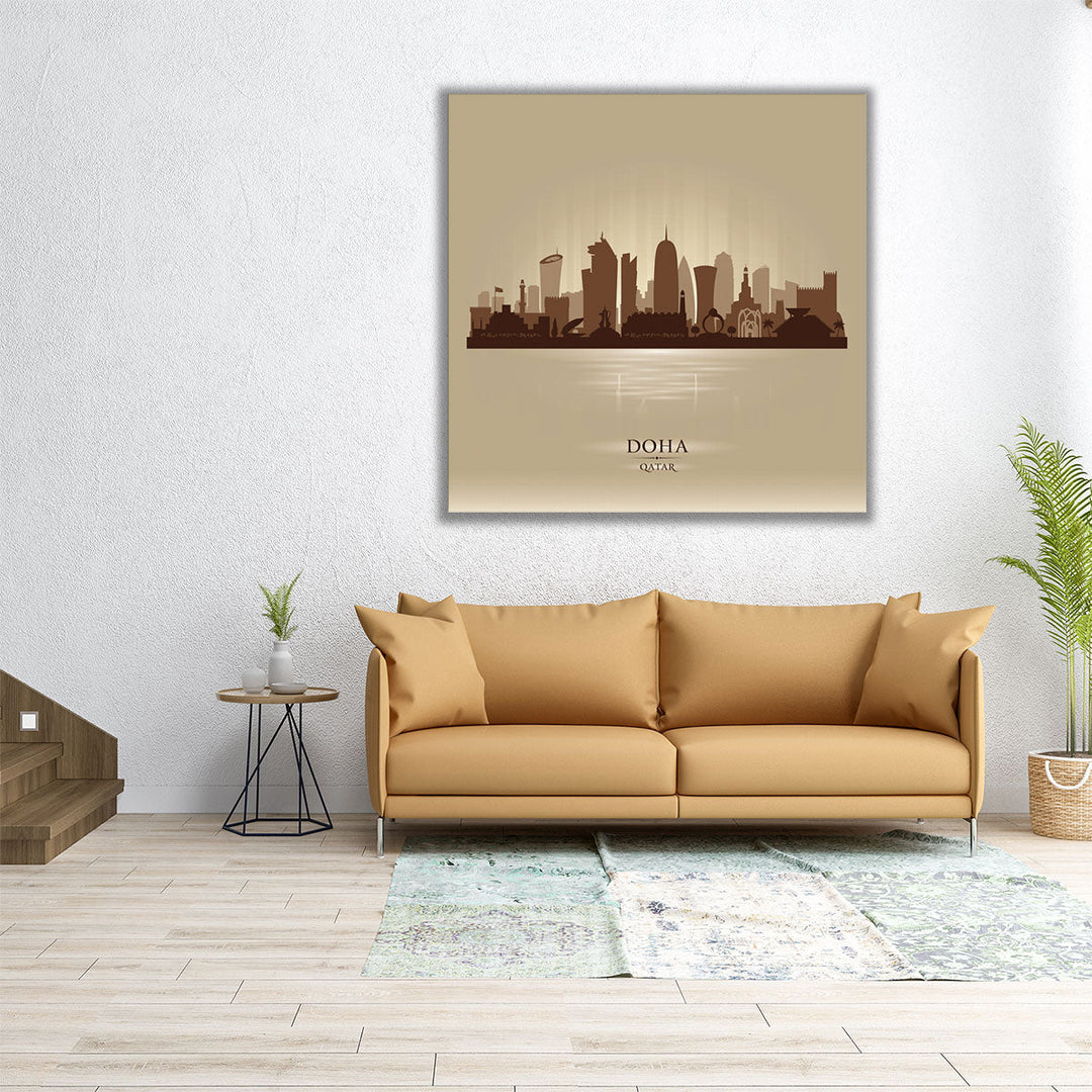 Doha, Qatar, City Skyline - Canvas Print Wall Art