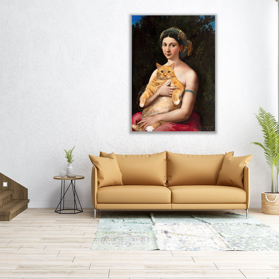 La Fornarina and the Cat - Canvas Print Wall Art