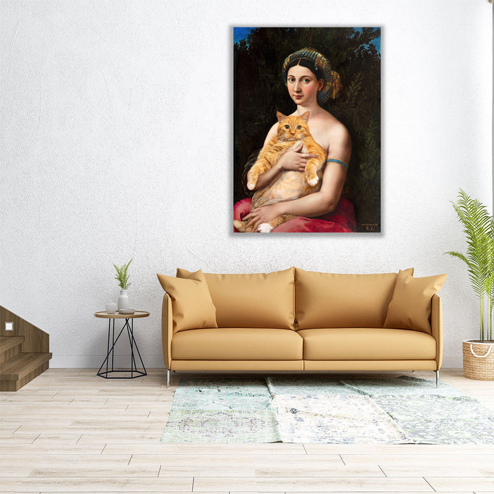 La Fornarina and the Cat - Canvas Print Wall Art