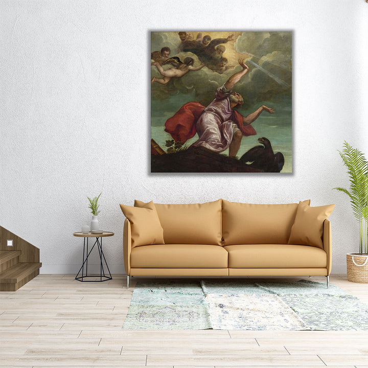 Saint John the Evangelist on Patmos - Canvas Print Wall Art