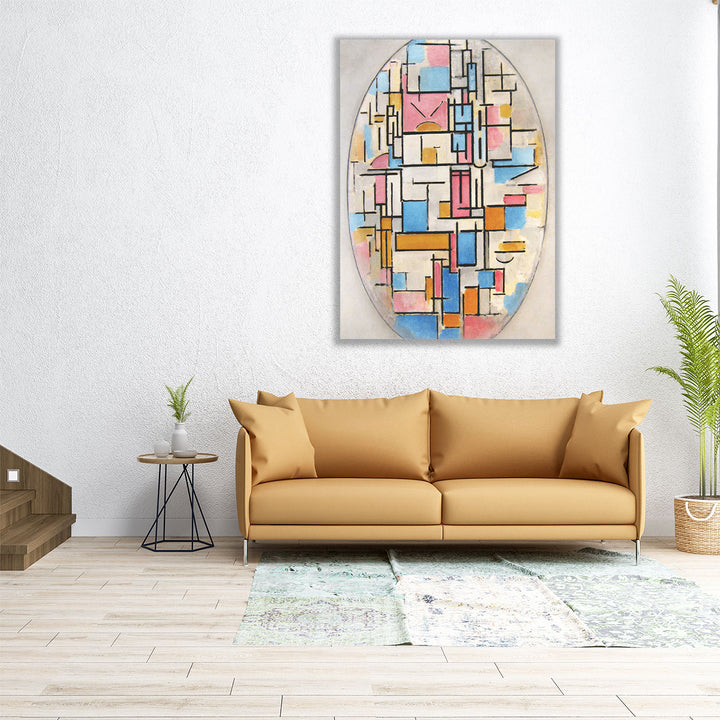 Composition in Oval with Color Planes 1 - Canvas Print Wall Art