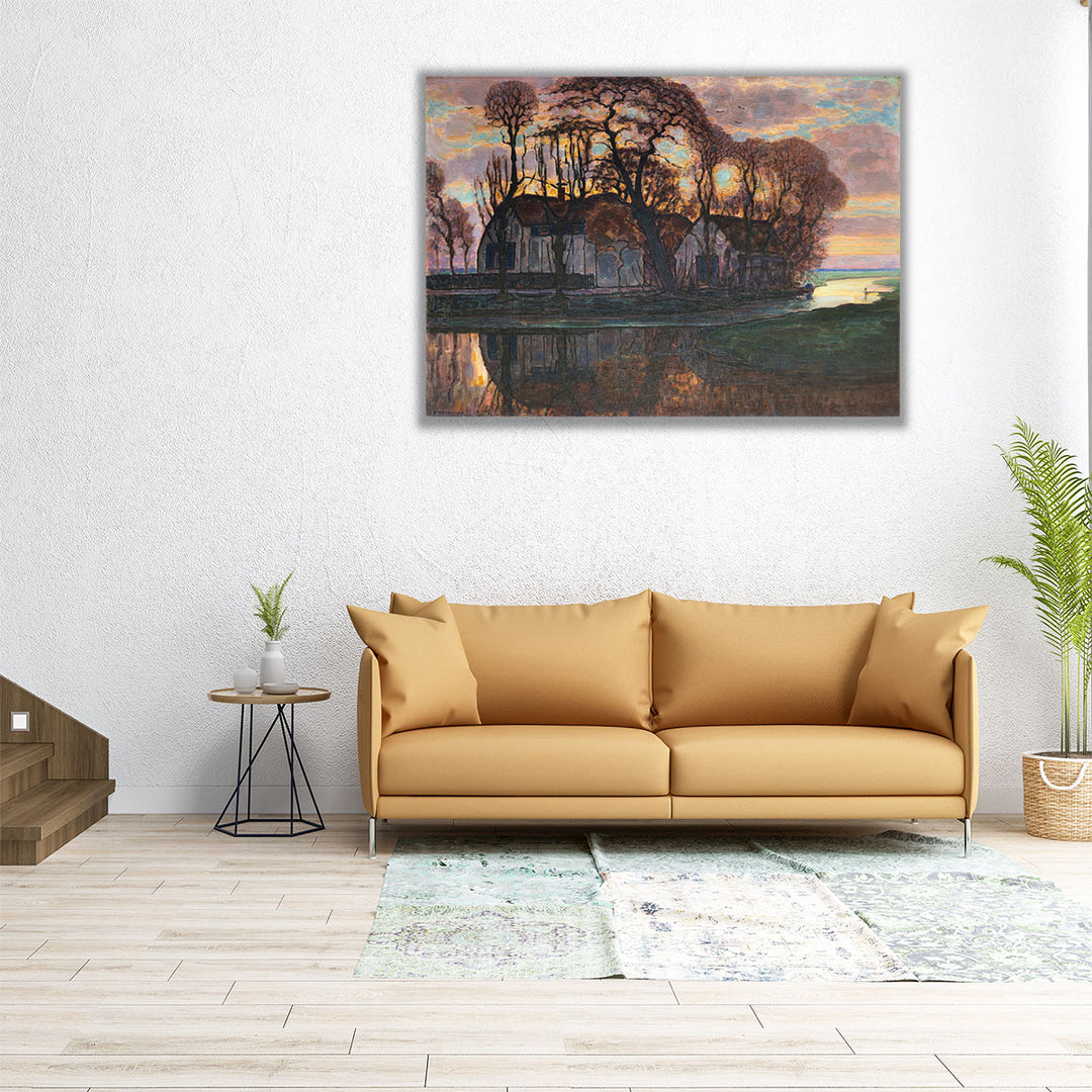 Farm Near Duivendrecht, in the Evening - Canvas Print Wall Art