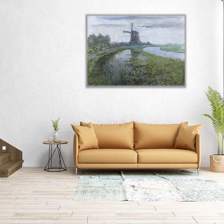 Oostzijdse Mill along the River Gein by Moonlight - Canvas Print Wall Art