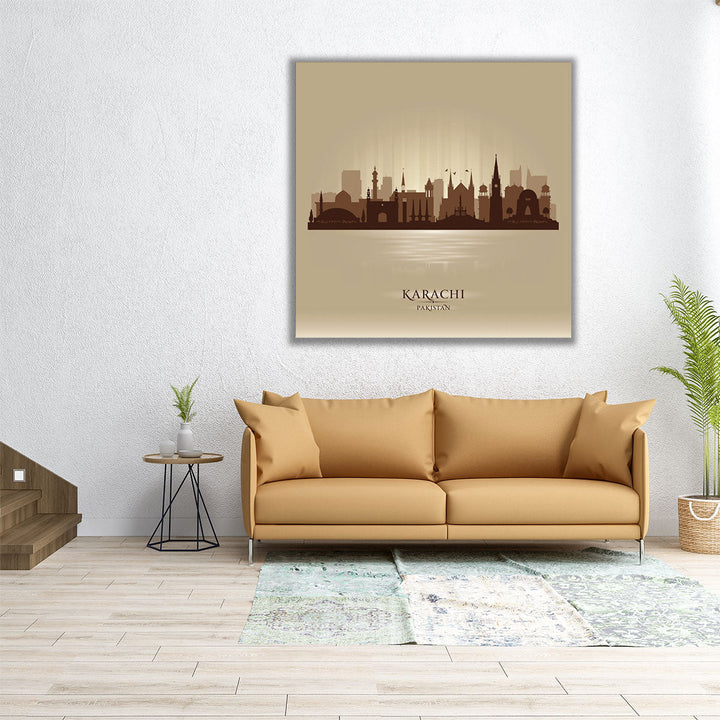 Karachi, Pakistan, City Skyline - Canvas Print Wall Art