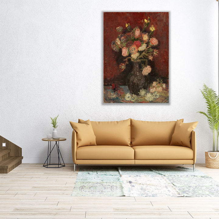 Vase with Chinese Asters and Gladioli, 1886 - Canvas Print Wall Art
