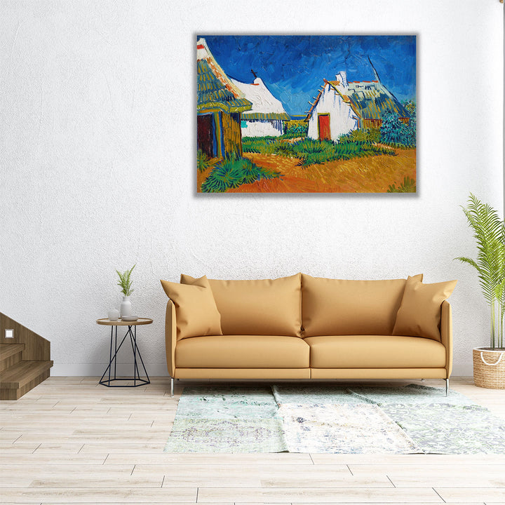 Three White Cottages in Saintes-Maries, 1888- Canvas Print Wall Art