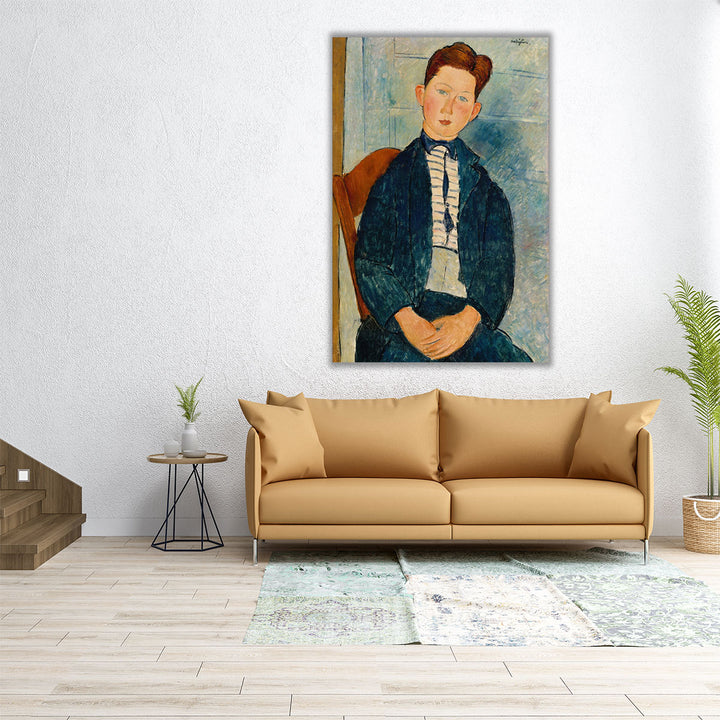 Boy in a Striped Sweater, 1918 - Canvas Print Wall Art
