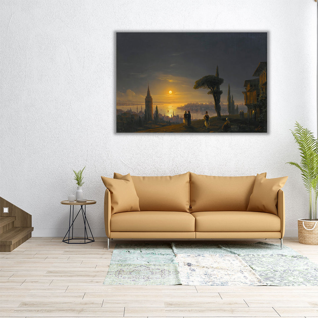 The Galata Tower by Moonlight, 1845 - Canvas Print Wall Art