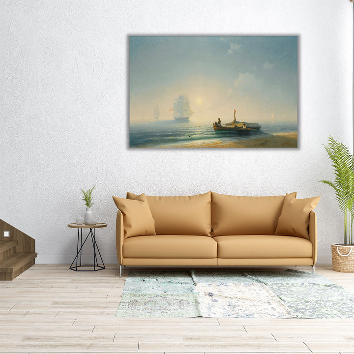Fishermen At Dawn, Naples, 1843 - Canvas Print Wall Art