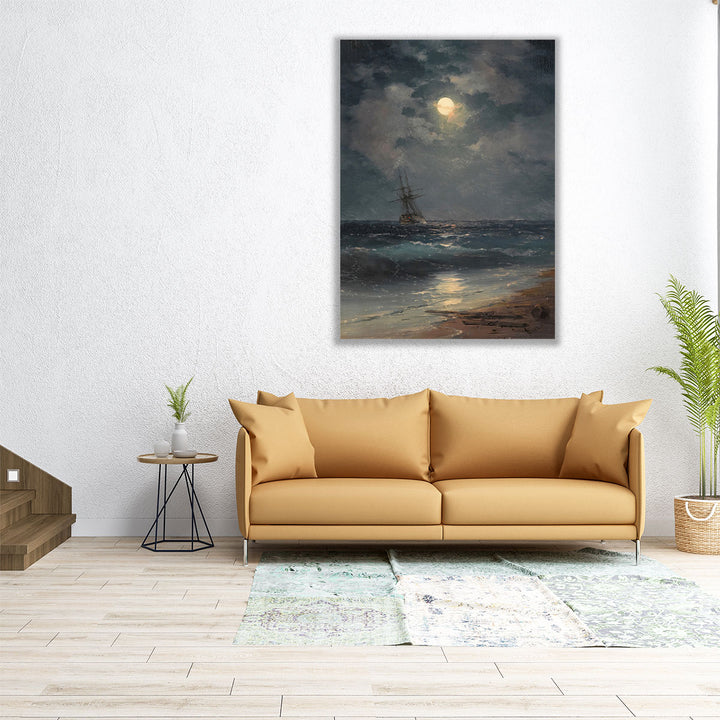 Ship by Moonlight - Canvas Print Wall Art