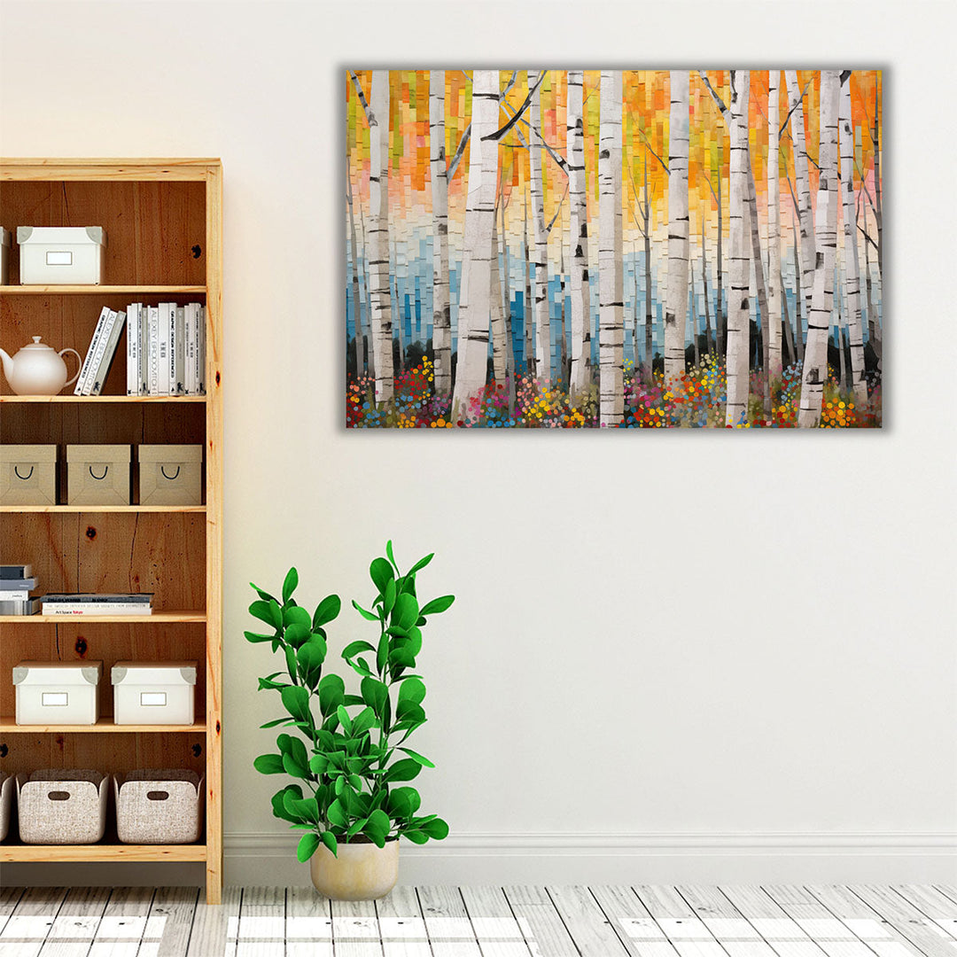 Birch Groove & Bloom - Canvas Print Wall Art