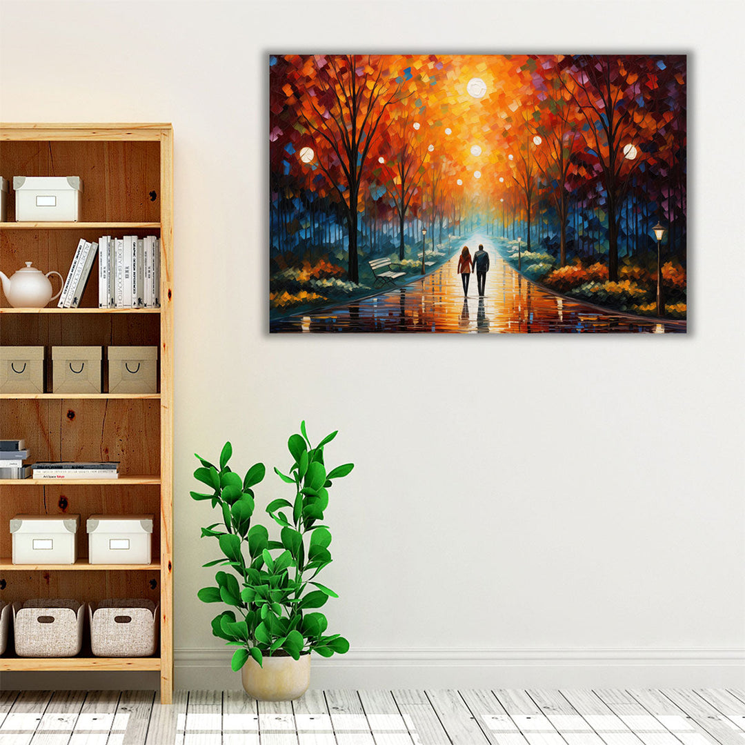 Glowing Park Romance - Canvas Print Wall Art