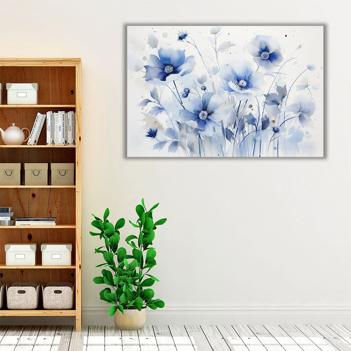 Navy Bloom Serenade - Canvas Print Wall Art