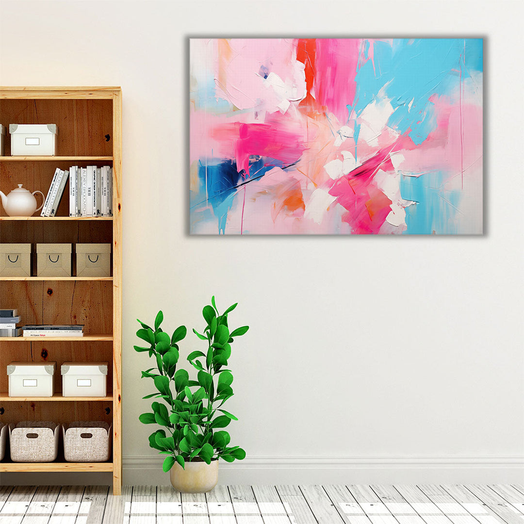 Pastel Pink, Blue, White Abstract - Canvas Print Wall Art