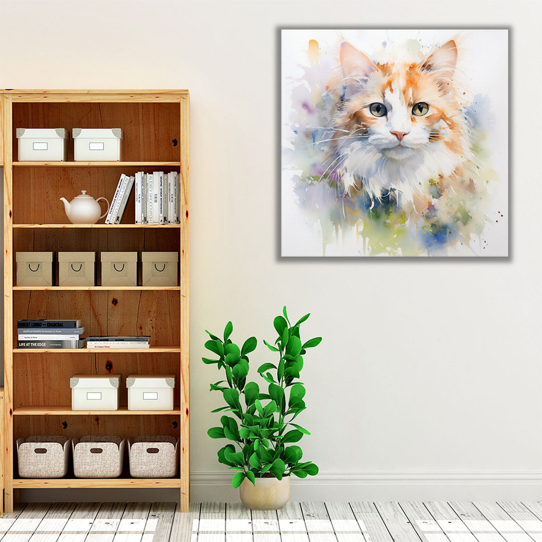 Energetic Watercolor Purr 3 - Canvas Print Wall Art