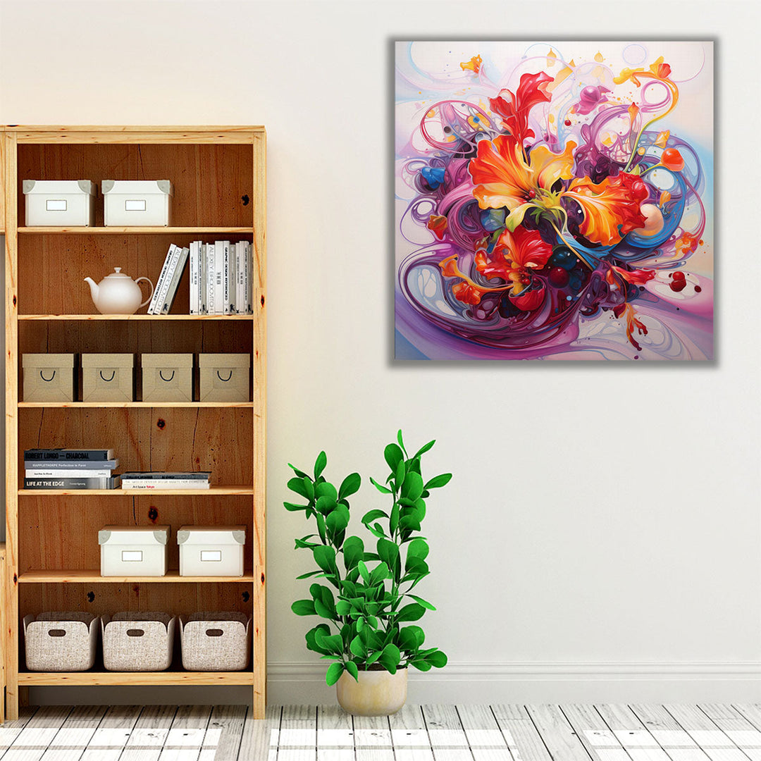 Digital Floral Fluid - Canvas Print Wall Art