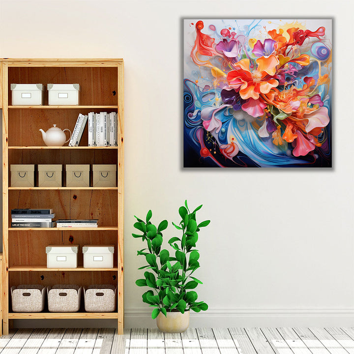 Digital Floral Fluid 2 - Canvas Print Wall Art