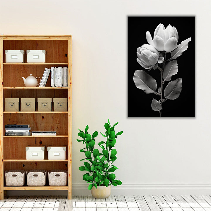 Magnolia Serenity in Monochrome 2 - Canvas Print Wall Art