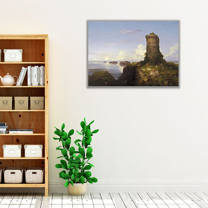 Italian Coast Scene with Ruined Tower, 1838 - Canvas Print Wall Art