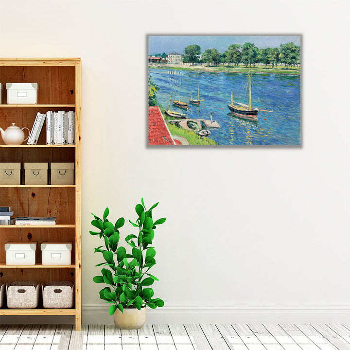 La Seine a Argenteuil, Bateaux au Mouillage - Canvas Print Wall Art