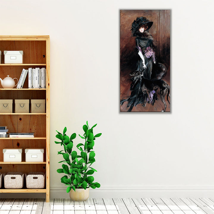 Portrait of La Marchesa Luisa Casati with Greyhound - Canvas Print Wall Art
