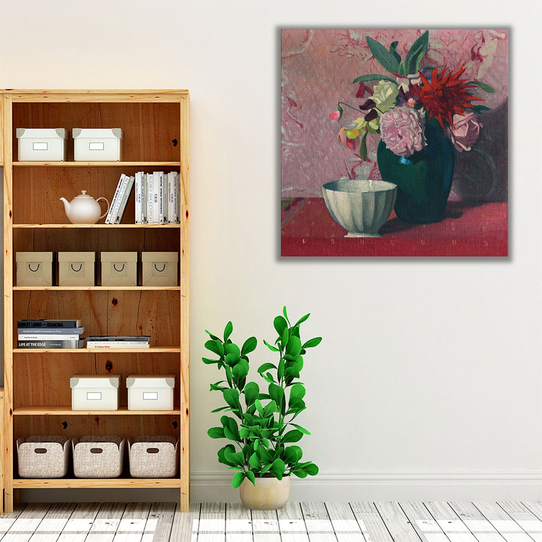 Green Vase and White Bowl, 1919 - Canvas Print Wall Art