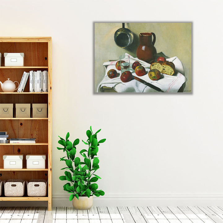 Apples, Jug, Glass of Water and Tin Pan - Canvas Print Wall Art
