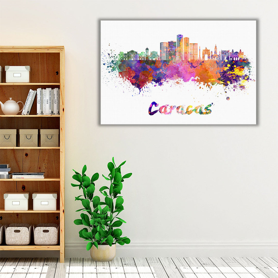 Caracas, Venezuela Skyline in Watercolor - Canvas Print Wall Art