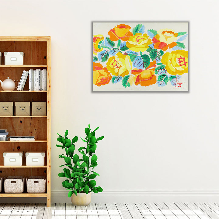 Composition mit gelben Rosen - Canvas Print Wall Art
