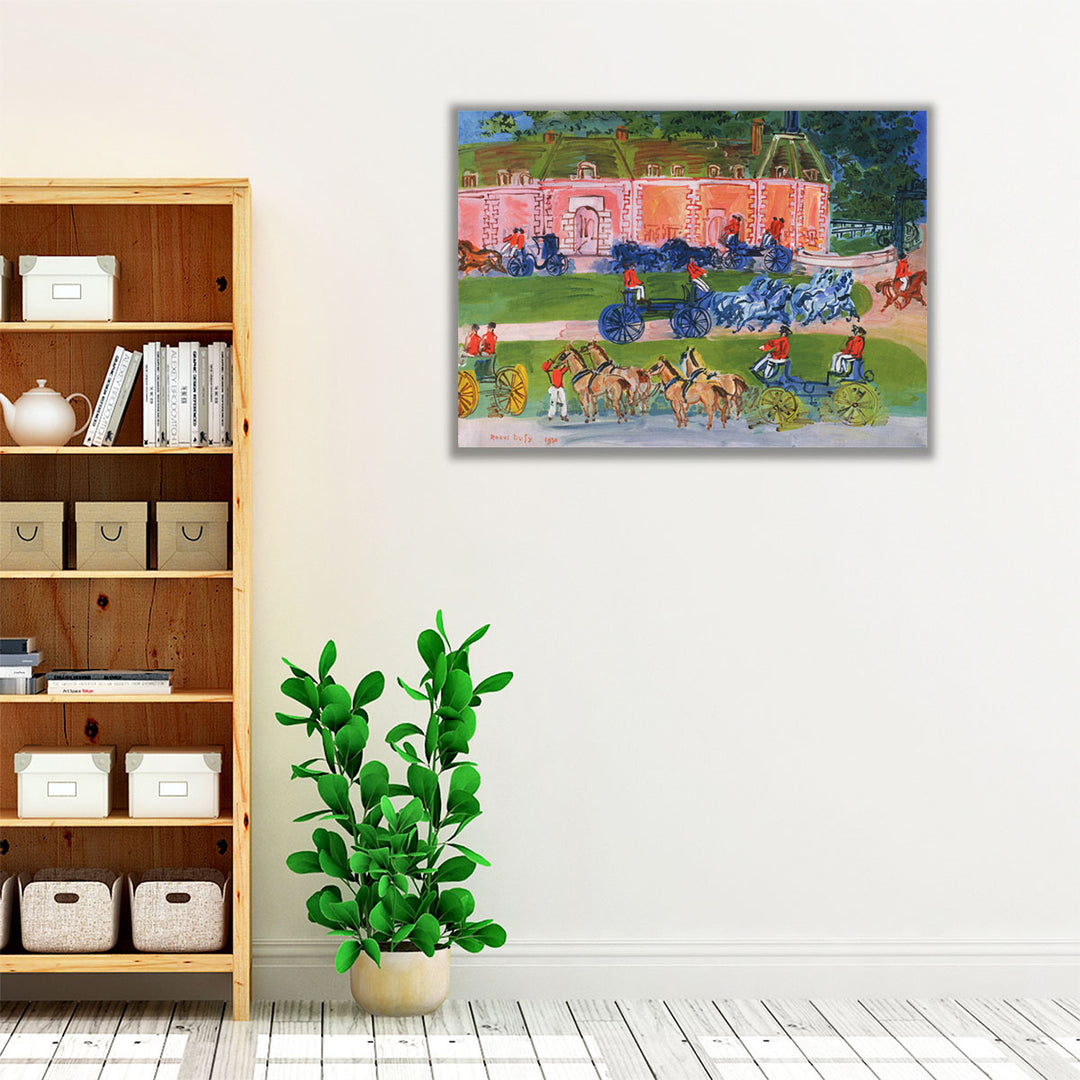 Chateau and Horses - Canvas Print Wall Art