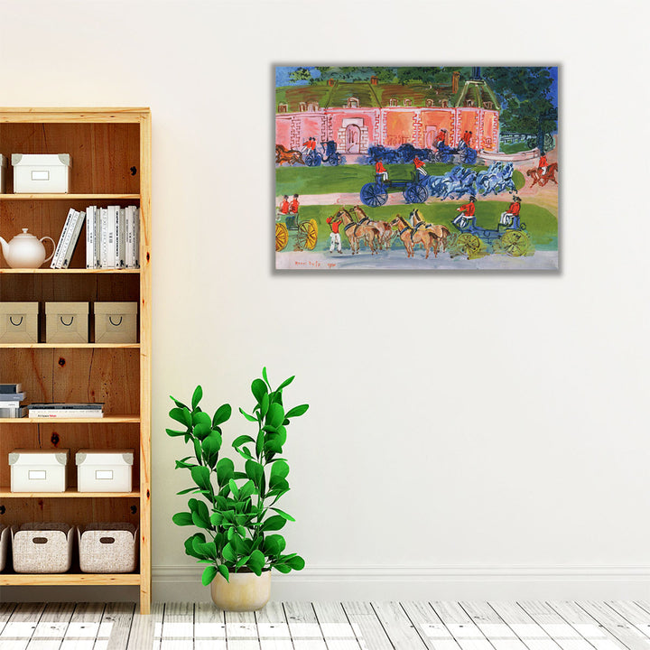 Chateau and Horses - Canvas Print Wall Art