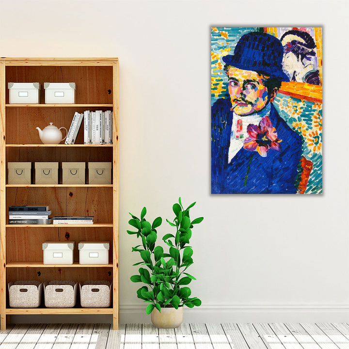 A Man with a Tulip, Portrait of Jean Metzenge - Canvas Print Wall Art