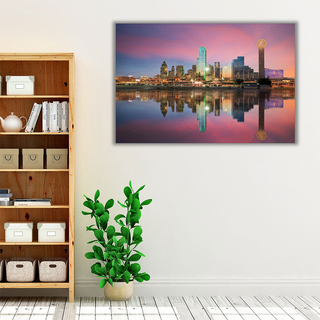 Dallas, Texas Cityscape At Sunset - Canvas Print Wall Art