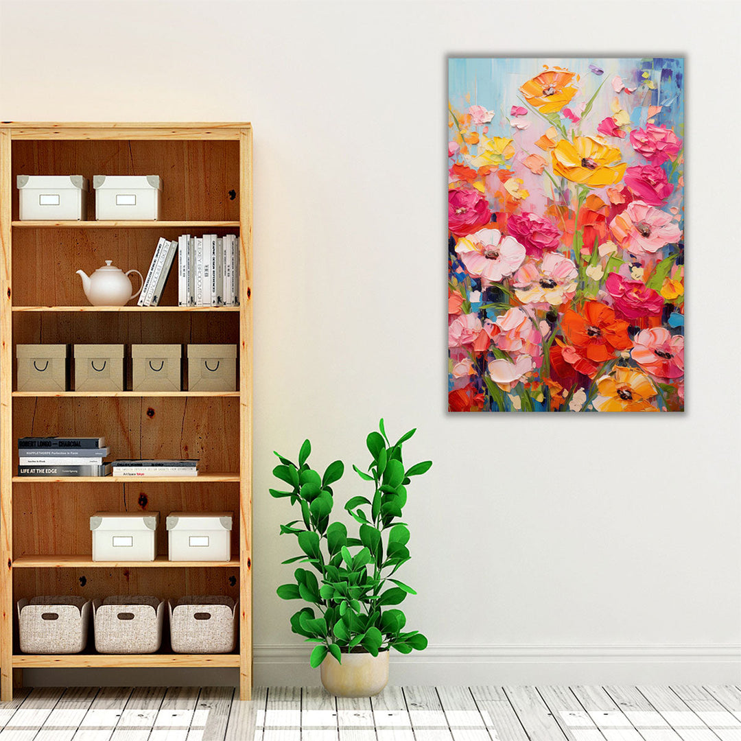 Vibrant Bloom Impasto - Canvas Print Wall Art