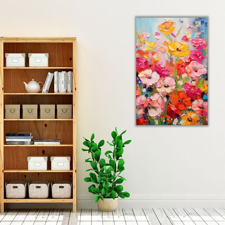 Vibrant Bloom Impasto - Canvas Print Wall Art