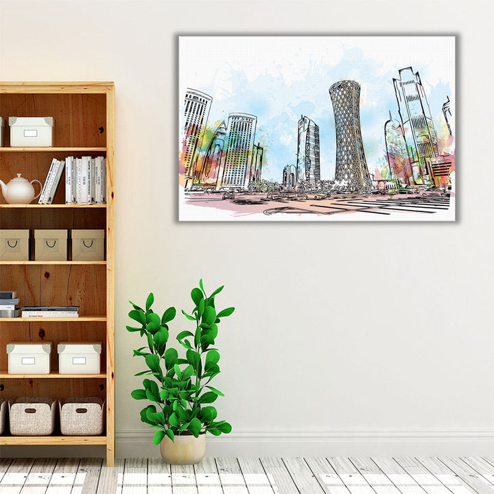 Doha City Skyline, Qatar - Canvas Print Wall Art