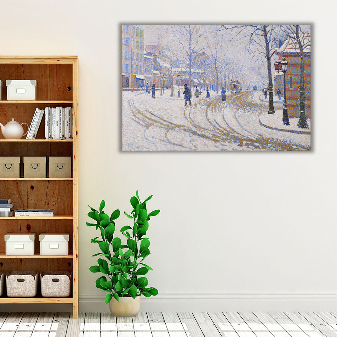 Snow, Boulevard de Clichy, Paris - Canvas Print Wall Art