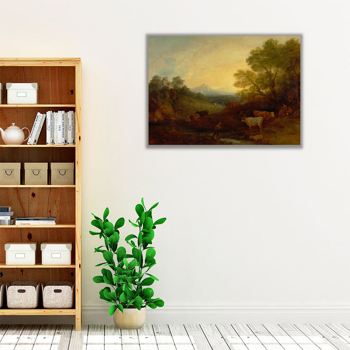 Landscape with Cattle - Canvas Print Wall Art