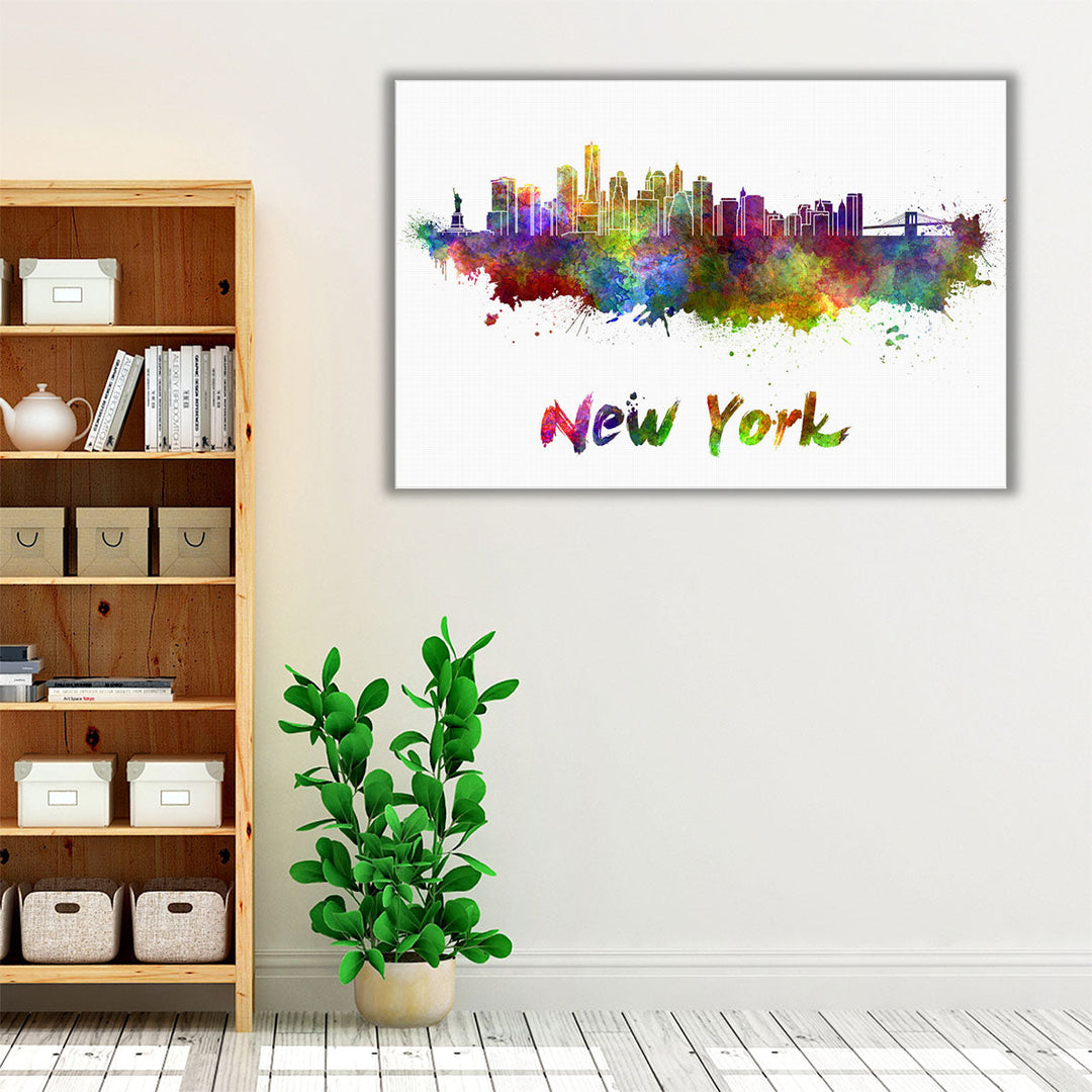 New York Skyline in Watercolor - Canvas Print Wall Art