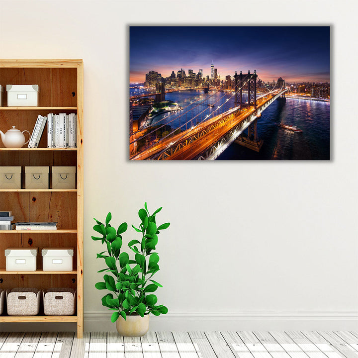 NYC, Beautiful Sunset Over Manhattan - Canvas Print Wall Art