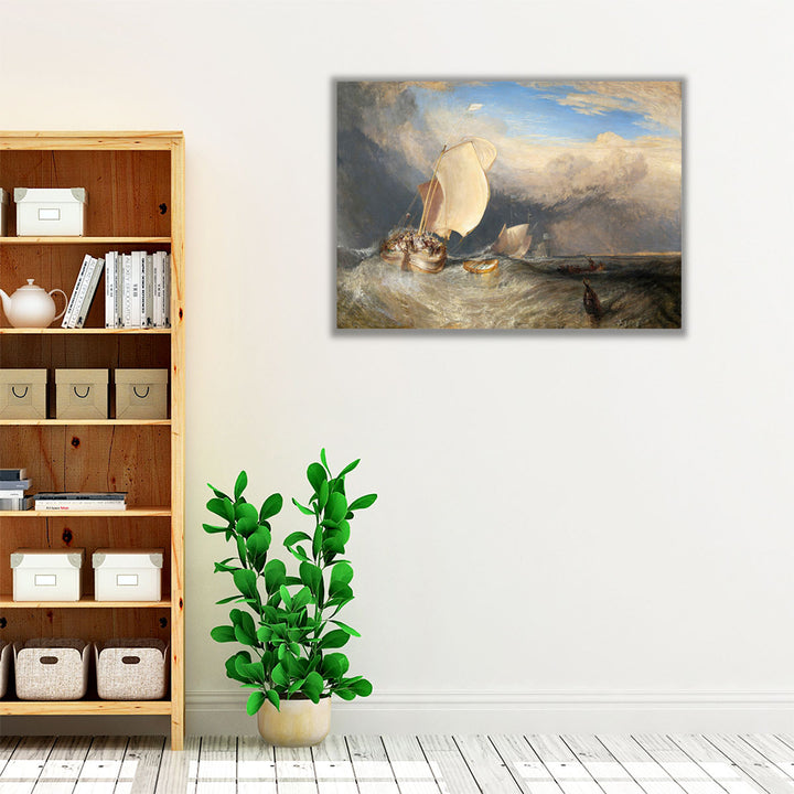 Fishing Boats with Hucksters Bargaining for Fish - Canvas Print Wall Art